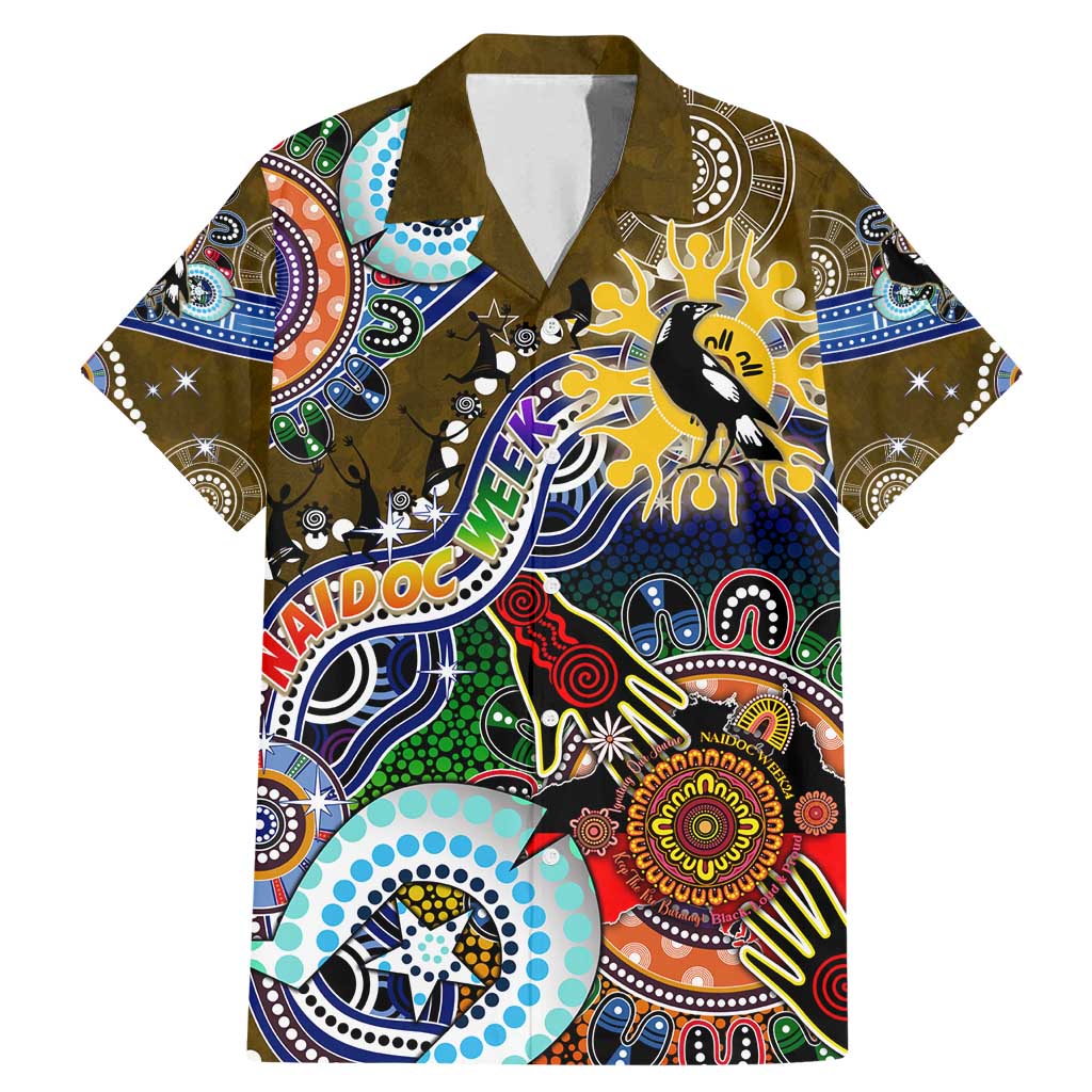Custom NAIDOC Week 2024 Collingwood Magpies Family Matching Mermaid Dress and Hawaiian Shirt Australia Aboriginal Dot Painting