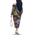 Custom NAIDOC Week 2024 Collingwood Magpies Family Matching Off The Shoulder Long Sleeve Dress and Hawaiian Shirt Australia Aboriginal Dot Painting