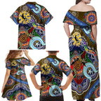 Custom NAIDOC Week 2024 Collingwood Magpies Family Matching Off Shoulder Maxi Dress and Hawaiian Shirt Australia Aboriginal Dot Painting