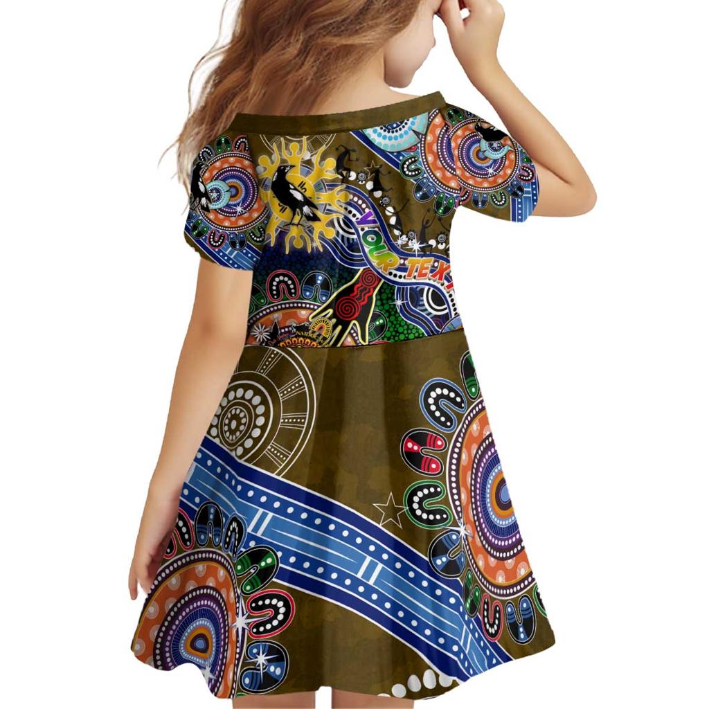 Custom NAIDOC Week 2024 Collingwood Magpies Family Matching Off Shoulder Short Dress and Hawaiian Shirt Australia Aboriginal Dot Painting