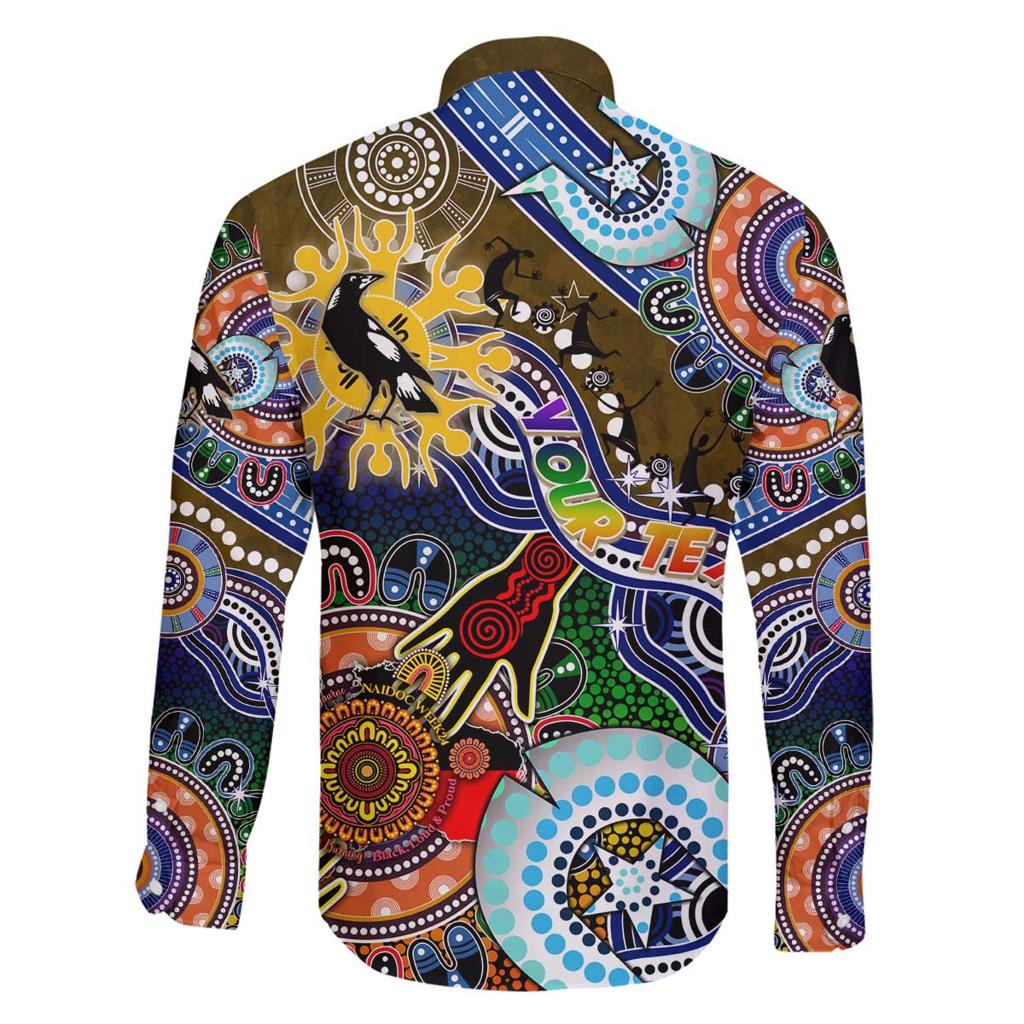 Custom NAIDOC Week 2024 Collingwood Magpies Family Matching Off Shoulder Short Dress and Hawaiian Shirt Australia Aboriginal Dot Painting