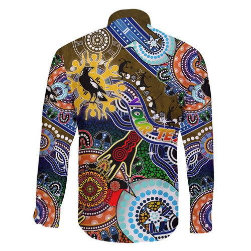 Custom NAIDOC Week 2024 Collingwood Magpies Family Matching Off Shoulder Short Dress and Hawaiian Shirt Australia Aboriginal Dot Painting