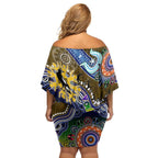 Custom NAIDOC Week 2024 Collingwood Magpies Family Matching Off Shoulder Short Dress and Hawaiian Shirt Australia Aboriginal Dot Painting