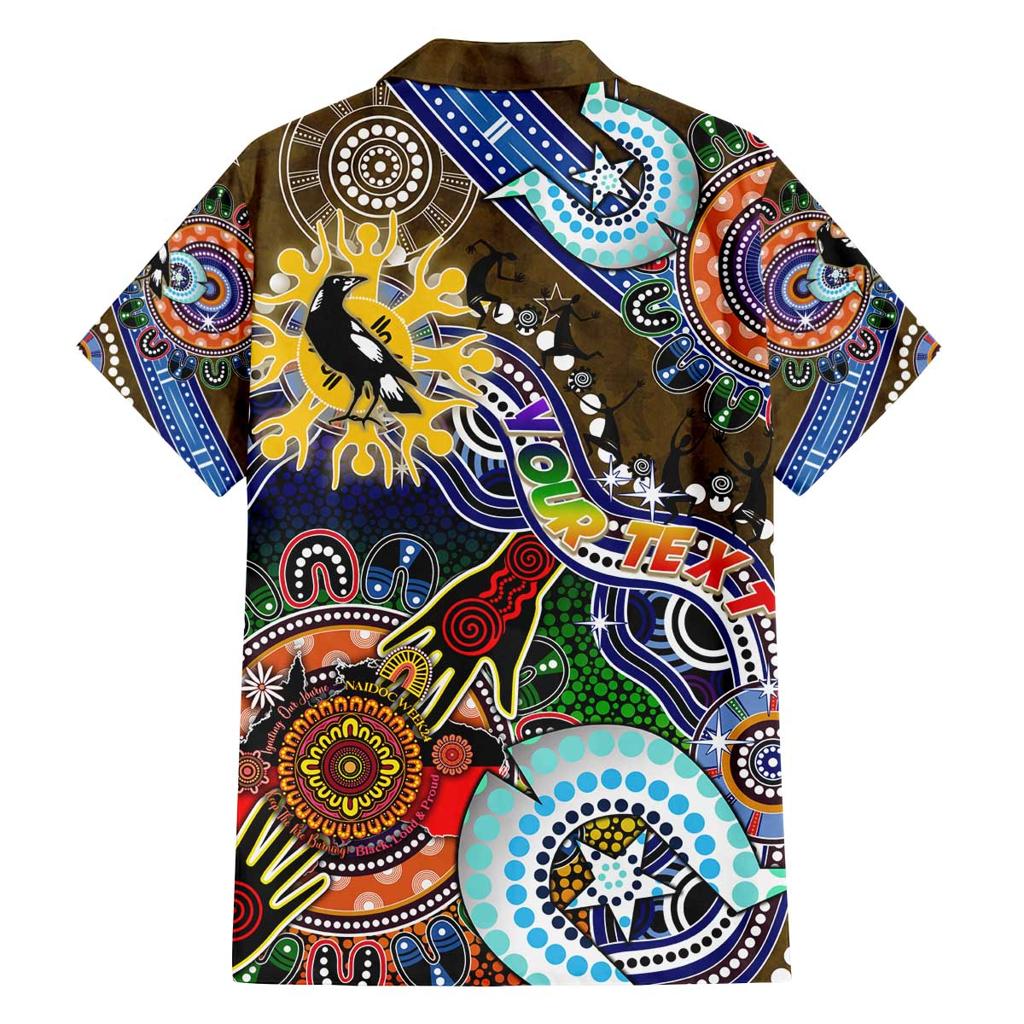 Custom NAIDOC Week 2024 Collingwood Magpies Family Matching Puletasi and Hawaiian Shirt Australia Aboriginal Dot Painting