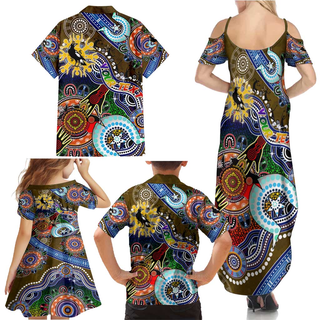 Custom NAIDOC Week 2024 Collingwood Magpies Family Matching Summer Maxi Dress and Hawaiian Shirt Australia Aboriginal Dot Painting