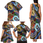 Custom NAIDOC Week 2024 Collingwood Magpies Family Matching Tank Maxi Dress and Hawaiian Shirt Australia Aboriginal Dot Painting