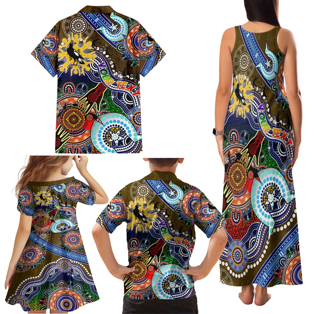 Custom NAIDOC Week 2024 Collingwood Magpies Family Matching Tank Maxi Dress and Hawaiian Shirt Australia Aboriginal Dot Painting