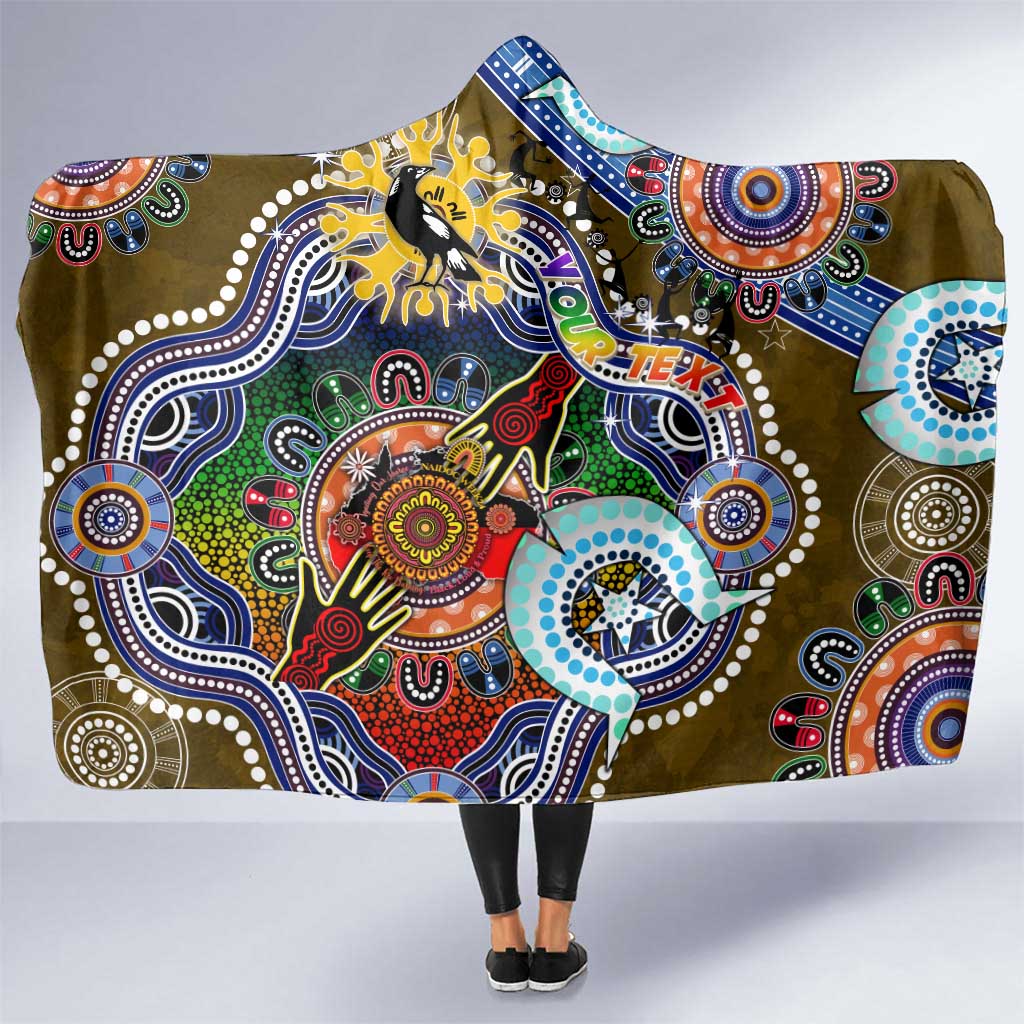 Custom NAIDOC Week 2024 Collingwood Magpies Hooded Blanket Australia Aboriginal Dot Painting