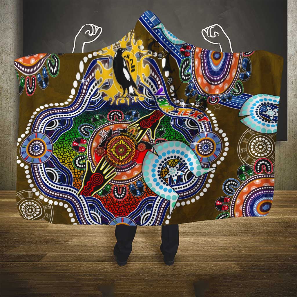 Custom NAIDOC Week 2024 Collingwood Magpies Hooded Blanket Australia Aboriginal Dot Painting