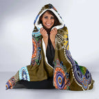 Custom NAIDOC Week 2024 Collingwood Magpies Hooded Blanket Australia Aboriginal Dot Painting