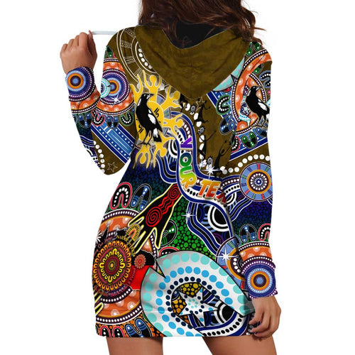 Custom NAIDOC Week 2024 Collingwood Magpies Hoodie Dress Australia Aboriginal Dot Painting