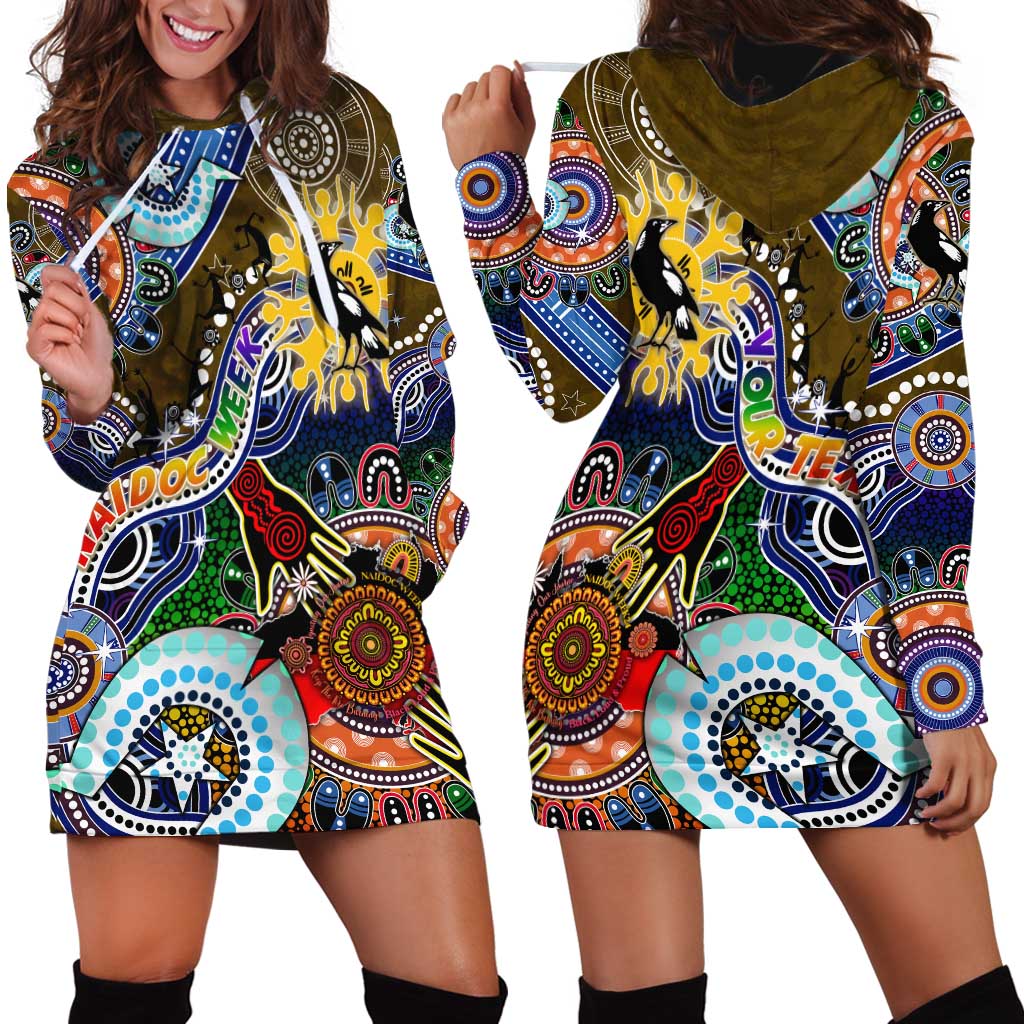 Custom NAIDOC Week 2024 Collingwood Magpies Hoodie Dress Australia Aboriginal Dot Painting