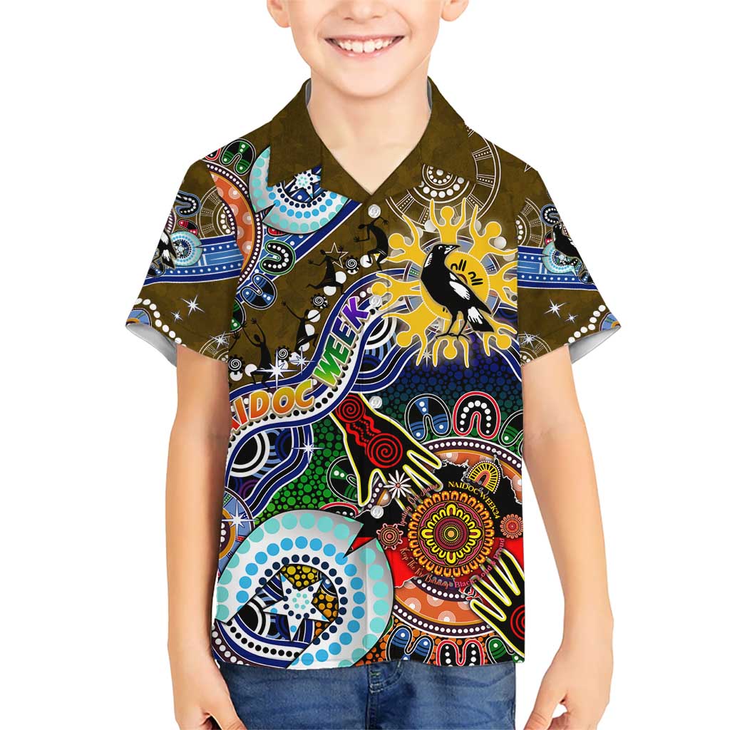 Custom NAIDOC Week 2024 Collingwood Magpies Kid Hawaiian Shirt Australia Aboriginal Dot Painting