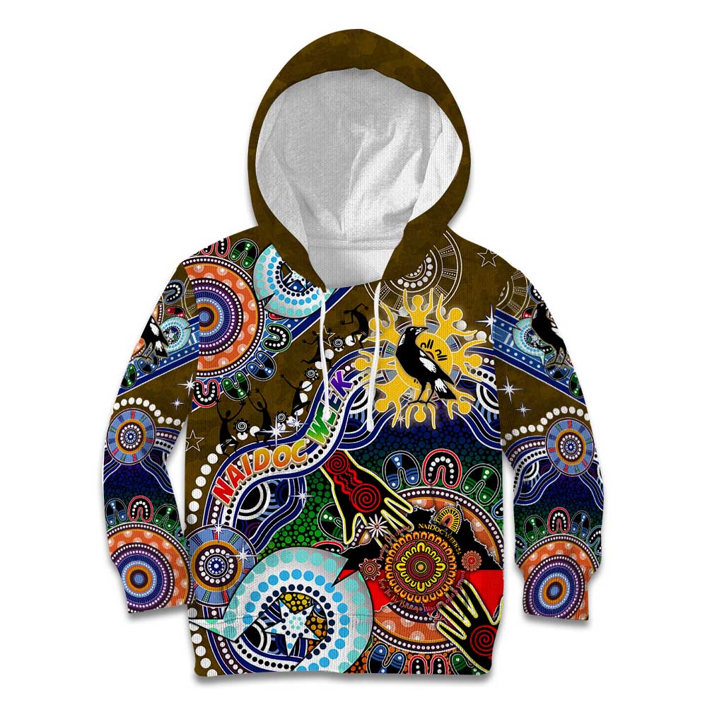 Custom NAIDOC Week 2024 Collingwood Magpies Kid Hoodie Australia Aboriginal Dot Painting