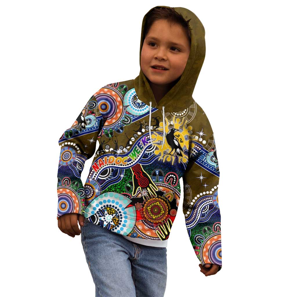 Custom NAIDOC Week 2024 Collingwood Magpies Kid Hoodie Australia Aboriginal Dot Painting