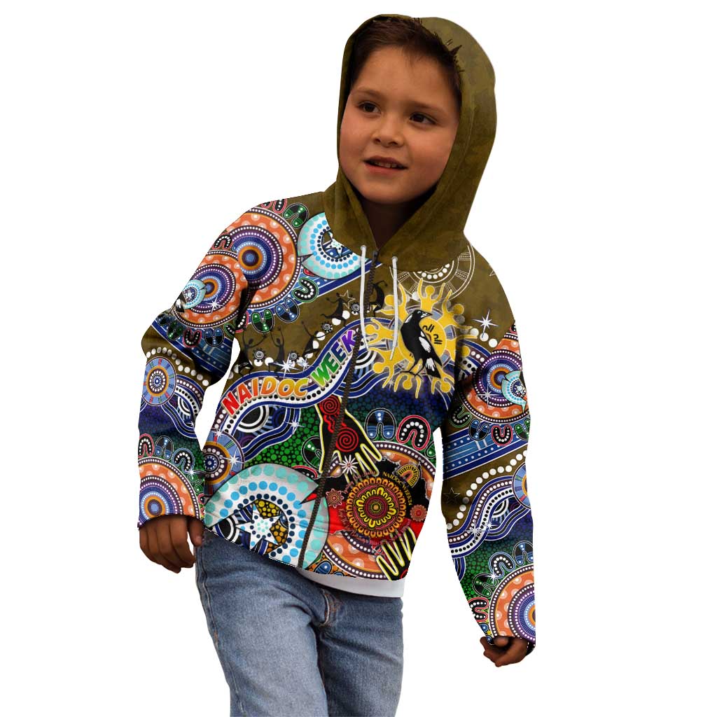 Custom NAIDOC Week 2024 Collingwood Magpies Kid Hoodie Australia Aboriginal Dot Painting