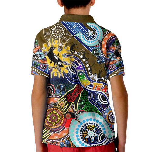 Custom NAIDOC Week 2024 Collingwood Magpies Kid Polo Shirt Australia Aboriginal Dot Painting