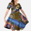 Custom NAIDOC Week 2024 Collingwood Magpies Kid Short Sleeve Dress Australia Aboriginal Dot Painting
