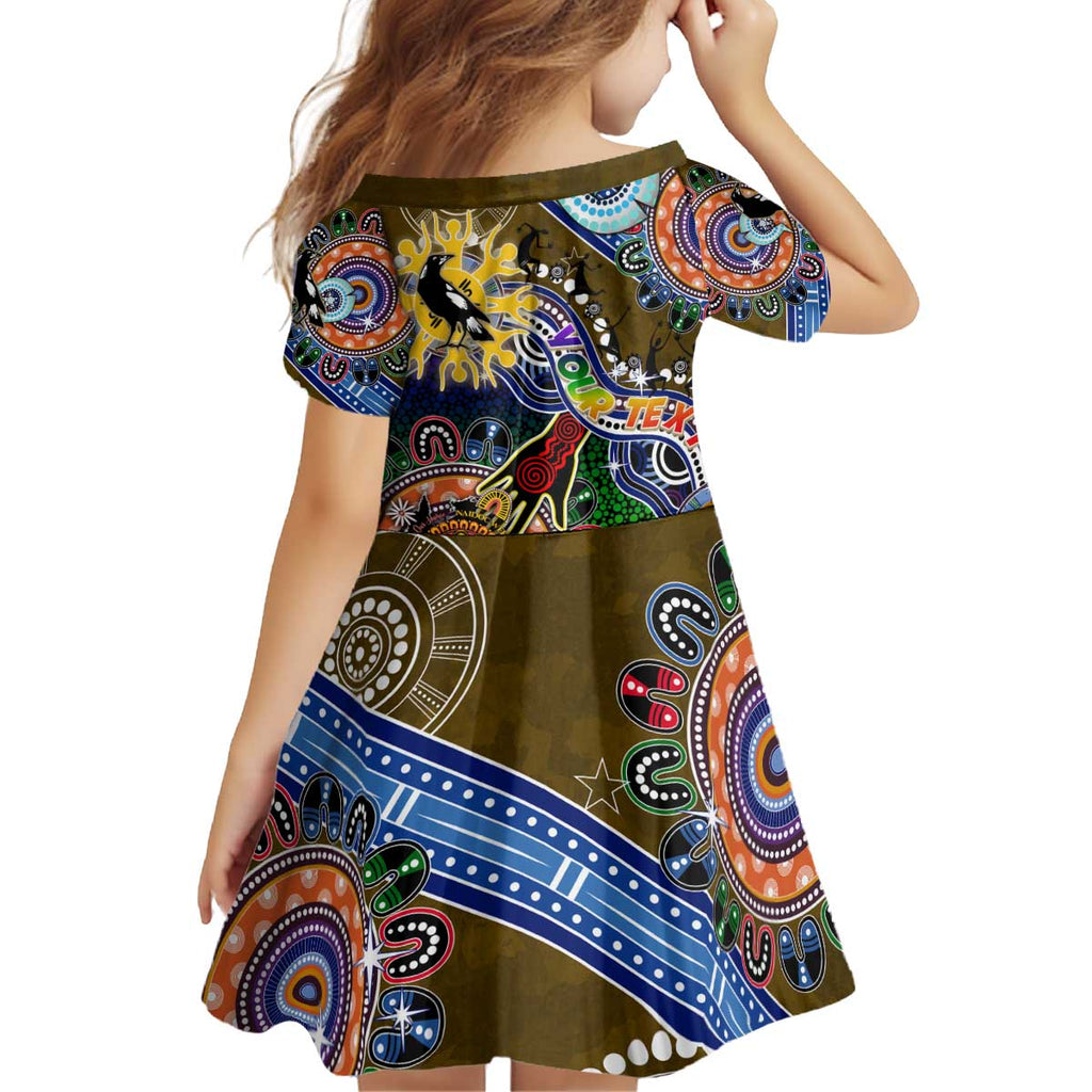 Custom NAIDOC Week 2024 Collingwood Magpies Kid Short Sleeve Dress Australia Aboriginal Dot Painting