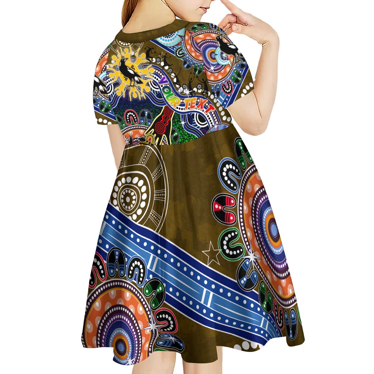 Custom NAIDOC Week 2024 Collingwood Magpies Kid Short Sleeve Dress Australia Aboriginal Dot Painting