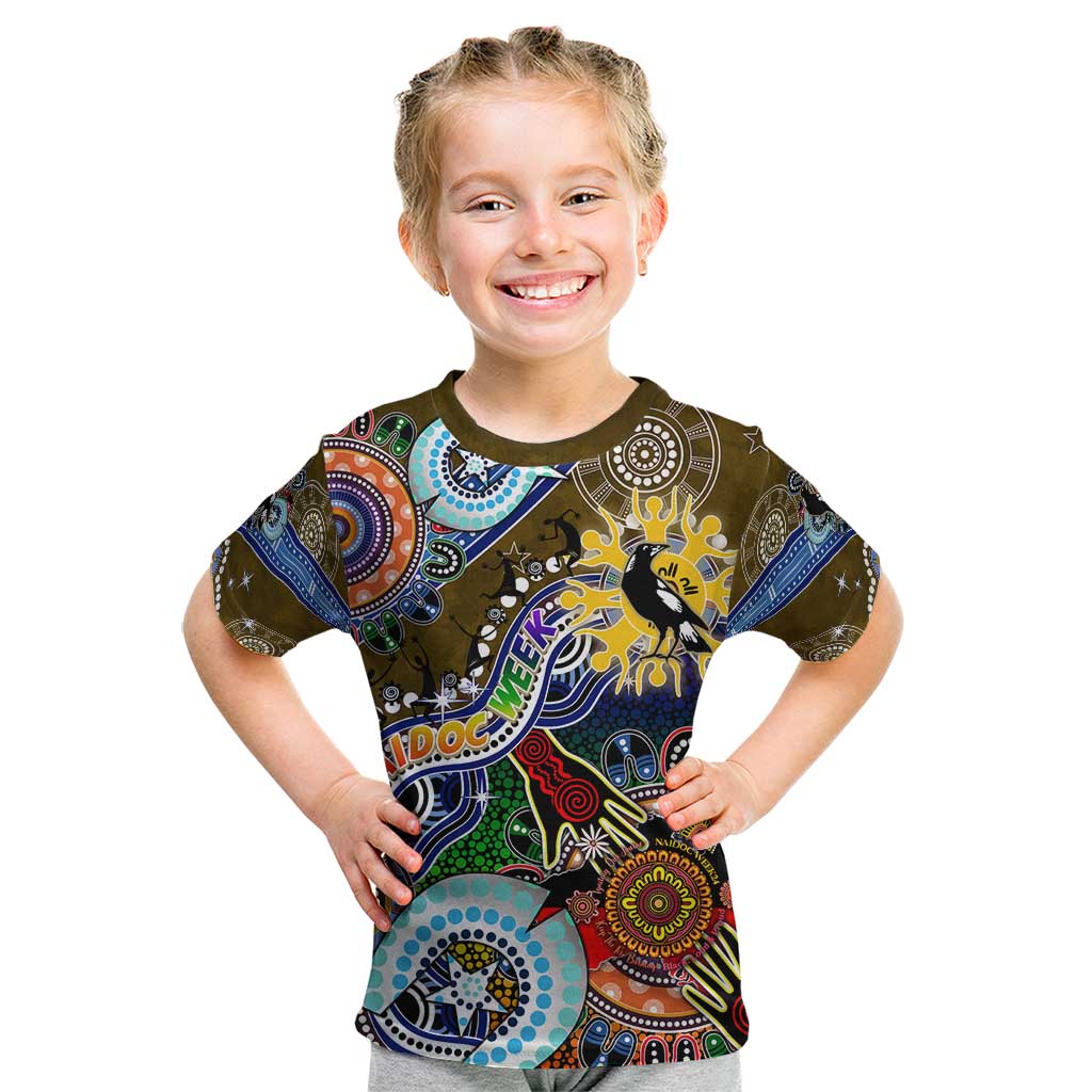 Custom NAIDOC Week 2024 Collingwood Magpies Kid T Shirt Australia Aboriginal Dot Painting