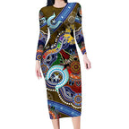 Custom NAIDOC Week 2024 Collingwood Magpies Long Sleeve Bodycon Dress Australia Aboriginal Dot Painting