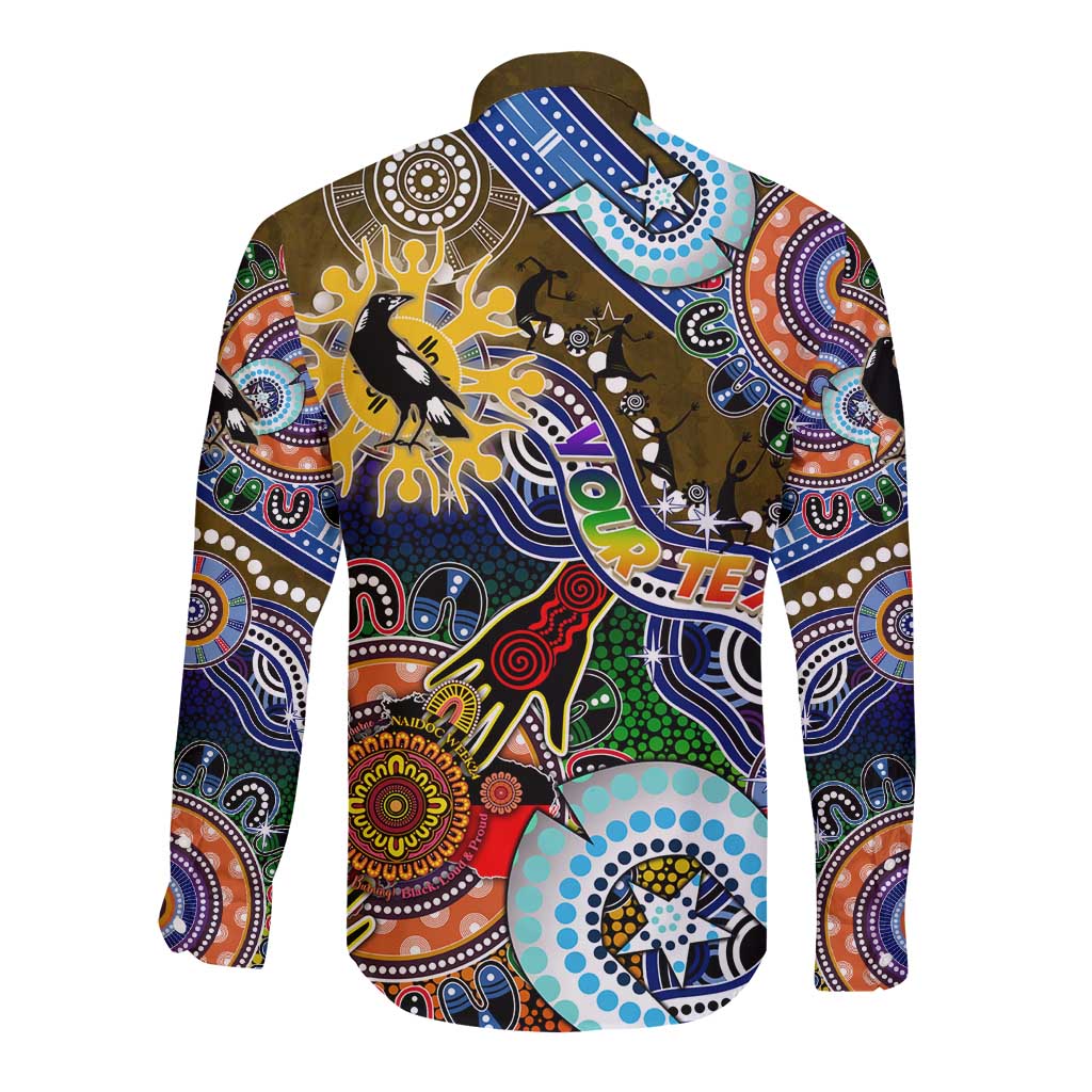 Custom NAIDOC Week 2024 Collingwood Magpies Long Sleeve Button Shirt Australia Aboriginal Dot Painting