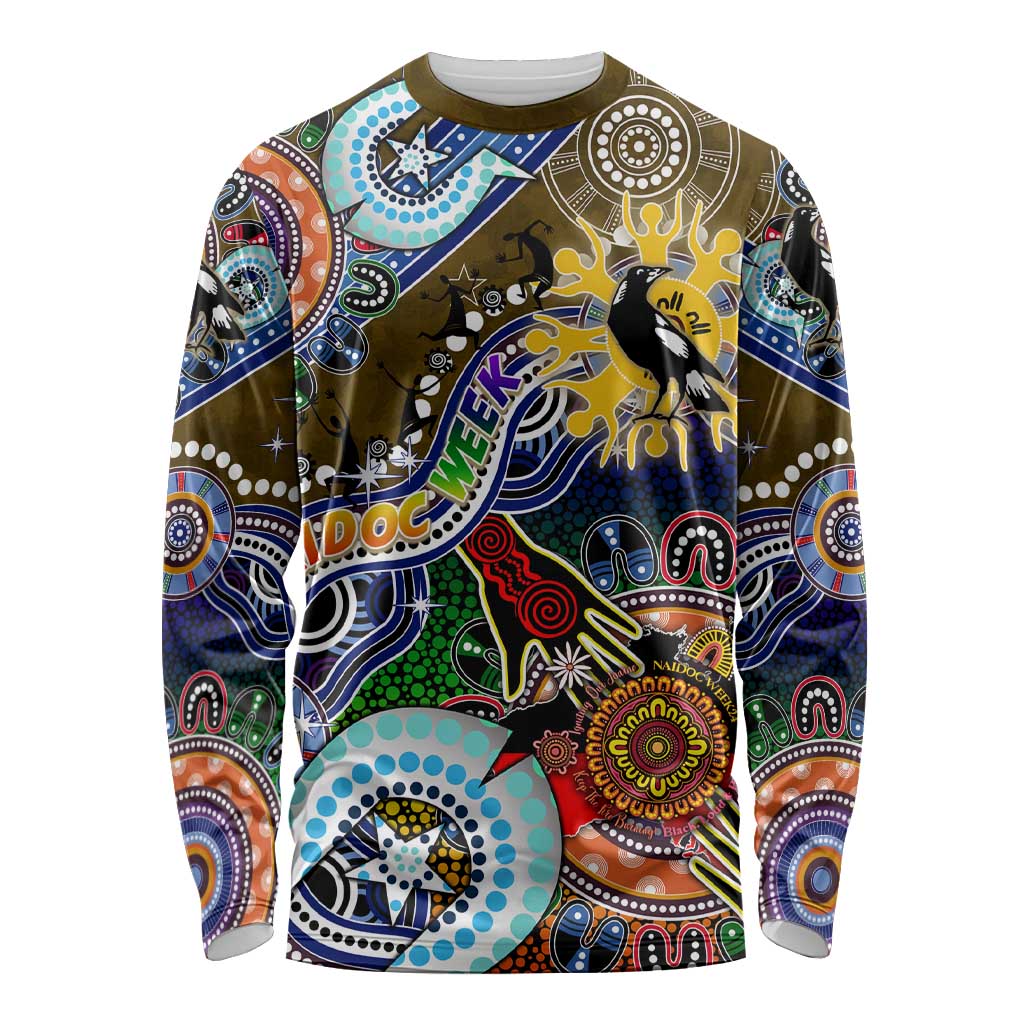 Custom NAIDOC Week 2024 Collingwood Magpies Long Sleeve Shirt Australia Aboriginal Dot Painting