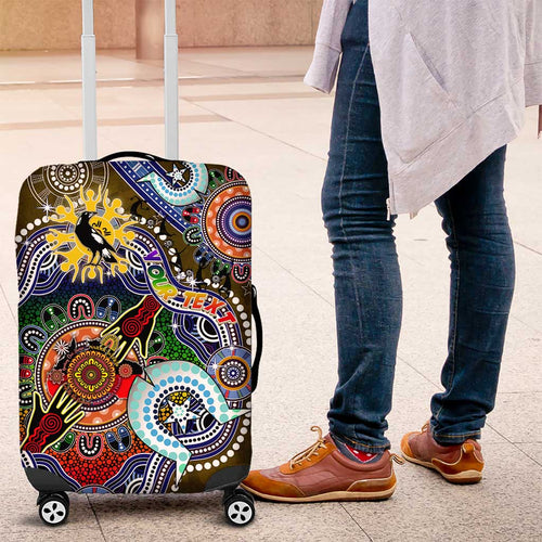 Custom NAIDOC Week 2024 Collingwood Magpies Luggage Cover Australia Aboriginal Dot Painting