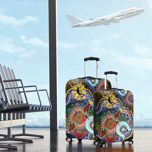 Custom NAIDOC Week 2024 Collingwood Magpies Luggage Cover Australia Aboriginal Dot Painting