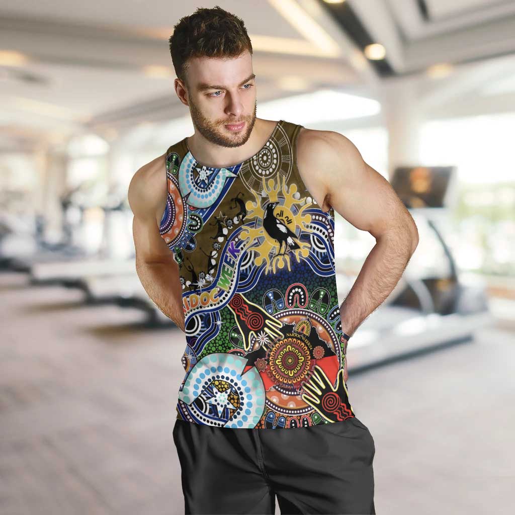 Custom NAIDOC Week 2024 Collingwood Magpies Men Tank Top Australia Aboriginal Dot Painting