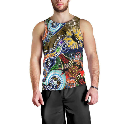 Custom NAIDOC Week 2024 Collingwood Magpies Men Tank Top Australia Aboriginal Dot Painting