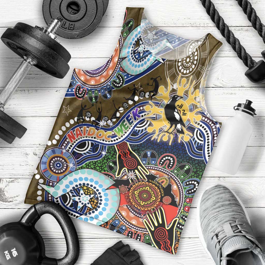 Custom NAIDOC Week 2024 Collingwood Magpies Men Tank Top Australia Aboriginal Dot Painting