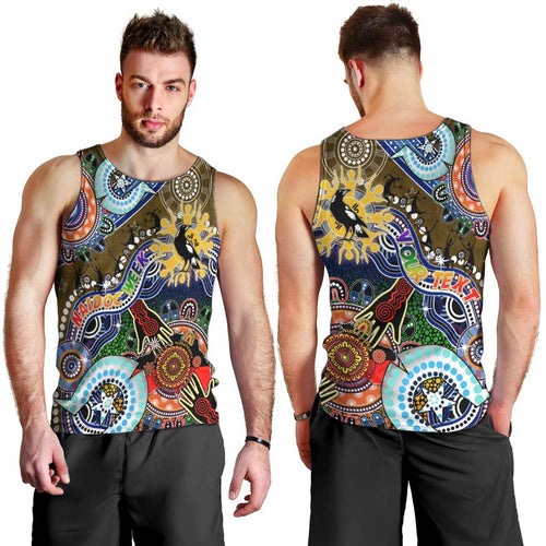 Custom NAIDOC Week 2024 Collingwood Magpies Men Tank Top Australia Aboriginal Dot Painting