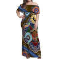 Custom NAIDOC Week 2024 Collingwood Magpies Off Shoulder Maxi Dress Australia Aboriginal Dot Painting