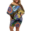 Custom NAIDOC Week 2024 Collingwood Magpies Off Shoulder Short Dress Australia Aboriginal Dot Painting