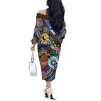 Custom NAIDOC Week 2024 Collingwood Magpies Off The Shoulder Long Sleeve Dress Australia Aboriginal Dot Painting