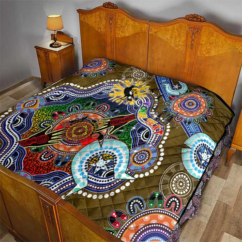 Custom NAIDOC Week 2024 Collingwood Magpies Quilt Australia Aboriginal Dot Painting