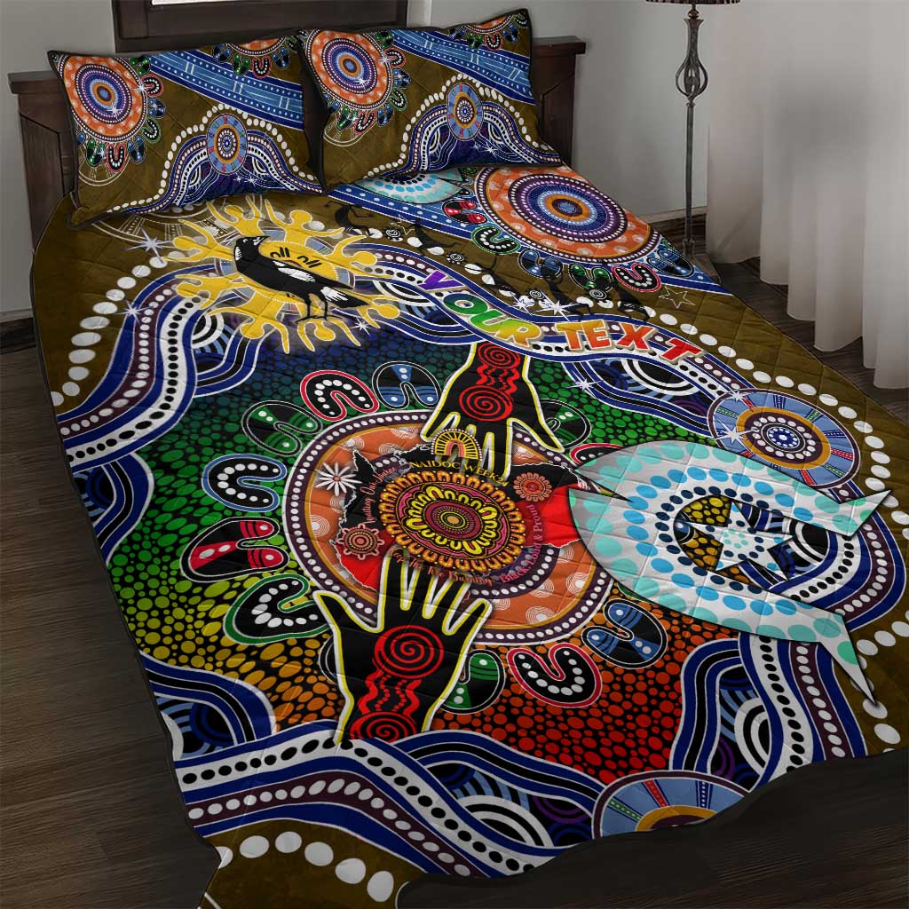 Custom NAIDOC Week 2024 Collingwood Magpies Quilt Bed Set Australia Aboriginal Dot Painting