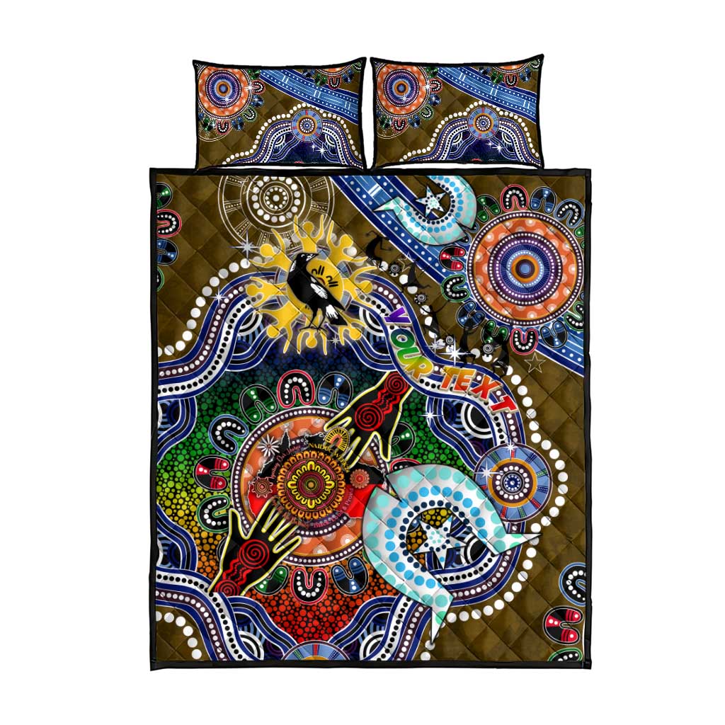 Custom NAIDOC Week 2024 Collingwood Magpies Quilt Bed Set Australia Aboriginal Dot Painting