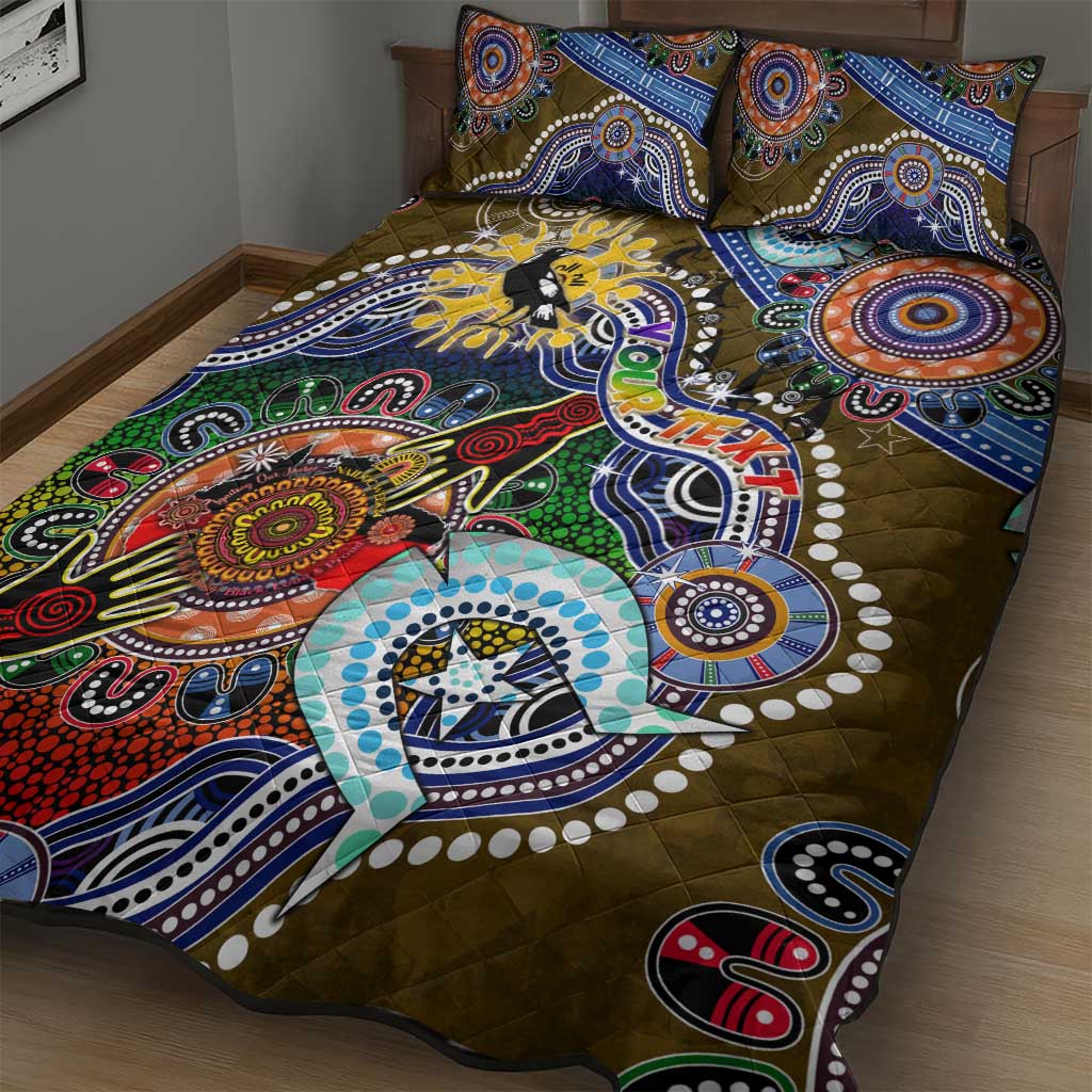 Custom NAIDOC Week 2024 Collingwood Magpies Quilt Bed Set Australia Aboriginal Dot Painting