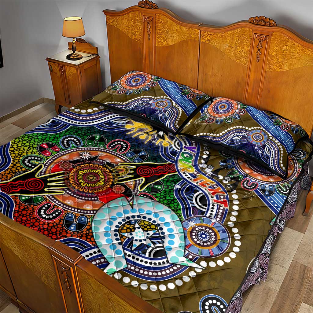 Custom NAIDOC Week 2024 Collingwood Magpies Quilt Bed Set Australia Aboriginal Dot Painting