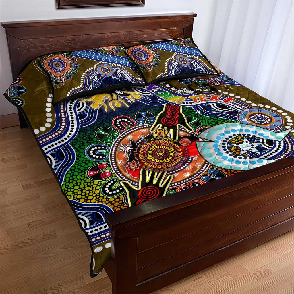 Custom NAIDOC Week 2024 Collingwood Magpies Quilt Bed Set Australia Aboriginal Dot Painting