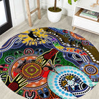 Custom NAIDOC Week 2024 Collingwood Magpies Round Carpet Australia Aboriginal Dot Painting