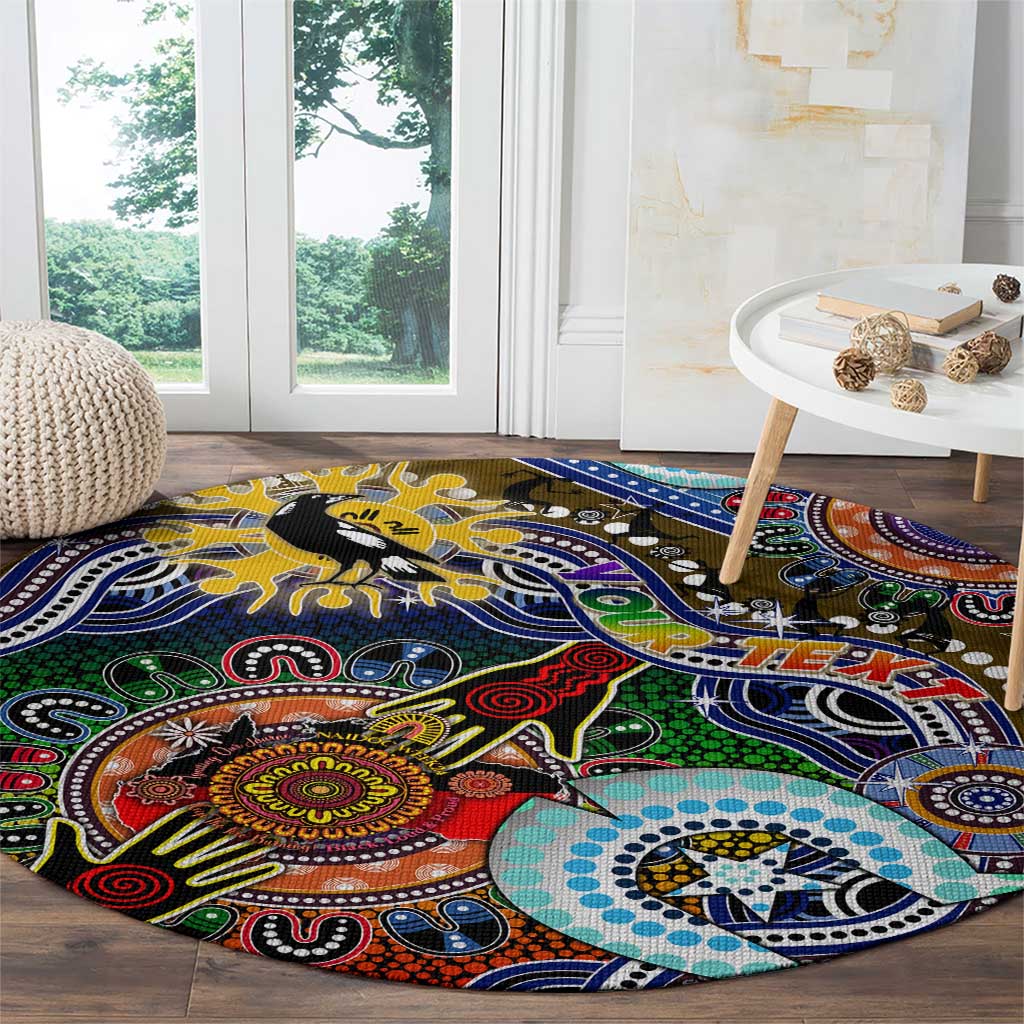 Custom NAIDOC Week 2024 Collingwood Magpies Round Carpet Australia Aboriginal Dot Painting
