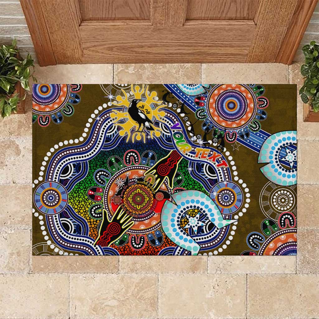 Custom NAIDOC Week 2024 Collingwood Magpies Rubber Doormat Australia Aboriginal Dot Painting
