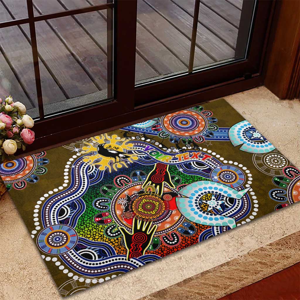 Custom NAIDOC Week 2024 Collingwood Magpies Rubber Doormat Australia Aboriginal Dot Painting