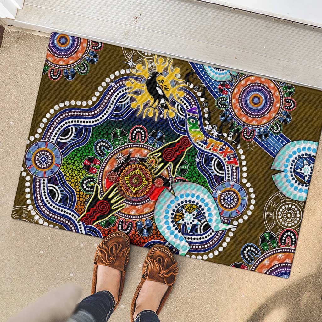 Custom NAIDOC Week 2024 Collingwood Magpies Rubber Doormat Australia Aboriginal Dot Painting