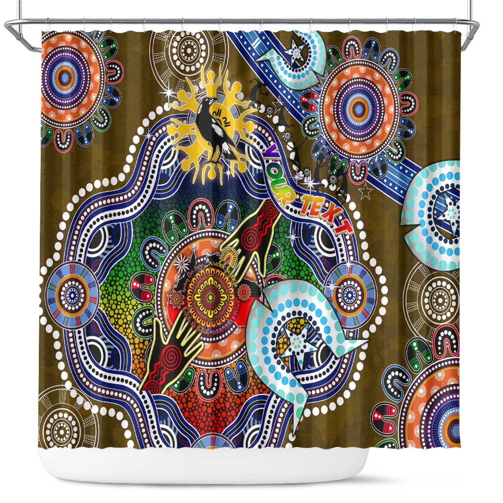 Custom NAIDOC Week 2024 Collingwood Magpies Shower Curtain Australia Aboriginal Dot Painting