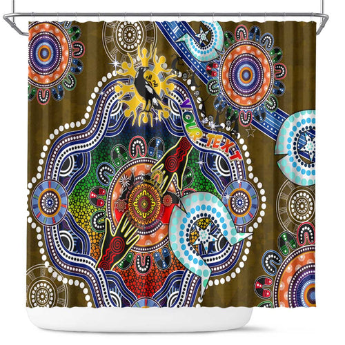 Custom NAIDOC Week 2024 Collingwood Magpies Shower Curtain Australia Aboriginal Dot Painting